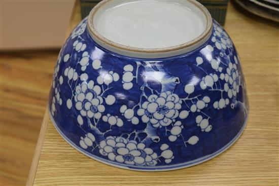 A Chinese blue and white prunus bowl, 19th century, diameter 30.5cm